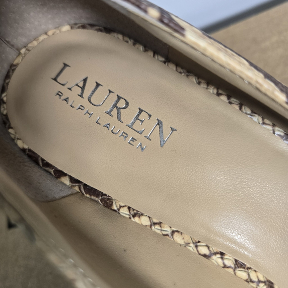 Lauren Ralph Lauren Lanette Leather Pumps 9 Snakeskin Pointed Toe NEW ($160) - Picture 2 of 12